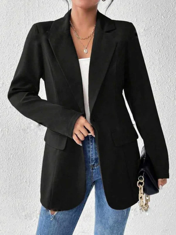 French Solid Lapel Colar Suit Jacket