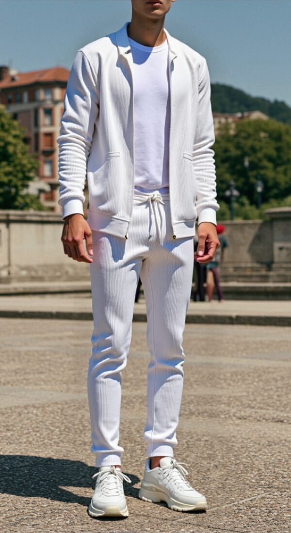 Baseball Collar Cardigan Jacket and Pants
