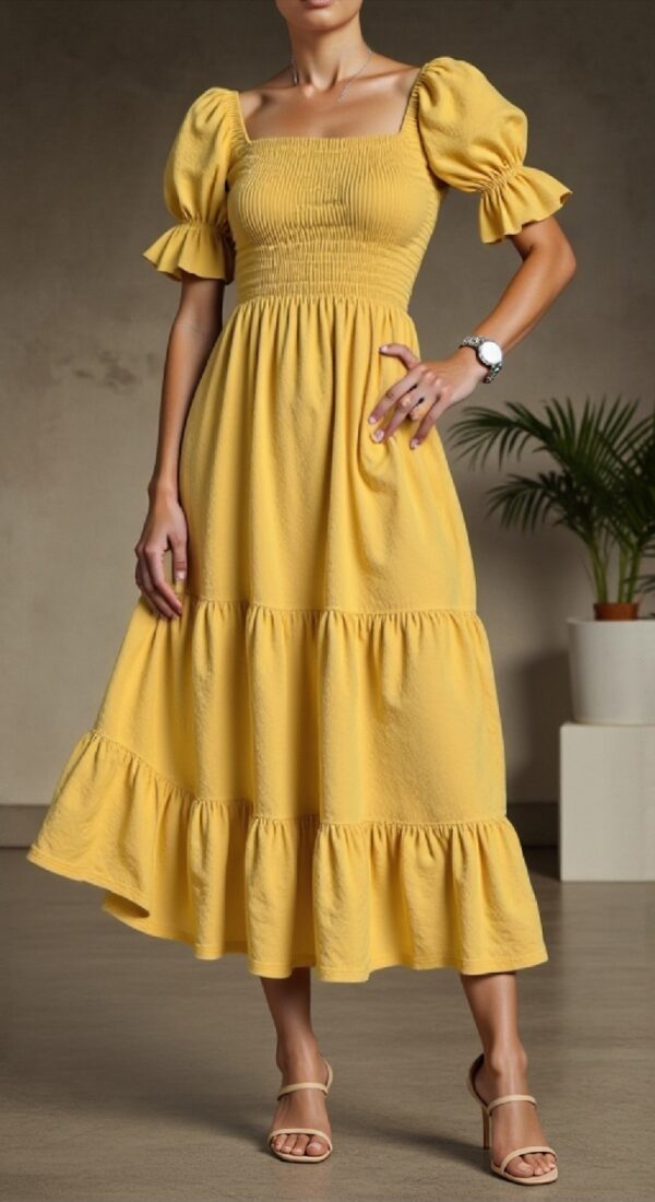 Puff Sleeve Maxi Dress