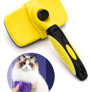 Dog Cat Hair Removal Brush Pet Hair Shedding Grooming Massage Comb, Size L - Yellow