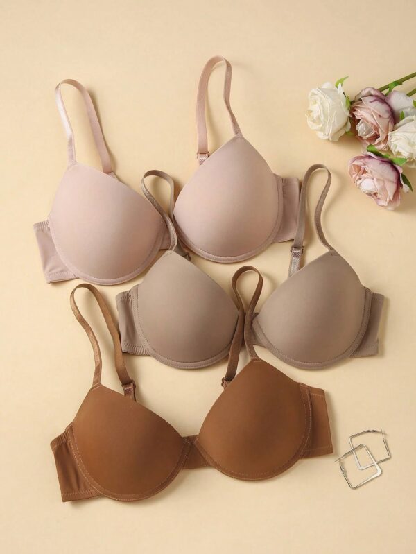 Basics 3pcs Solid Underwire Push Up Bra